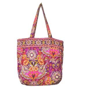 Vera Bradley Retired Pattern Sunset Safari 2 Handle Tote Bag Pink Orange Paisley